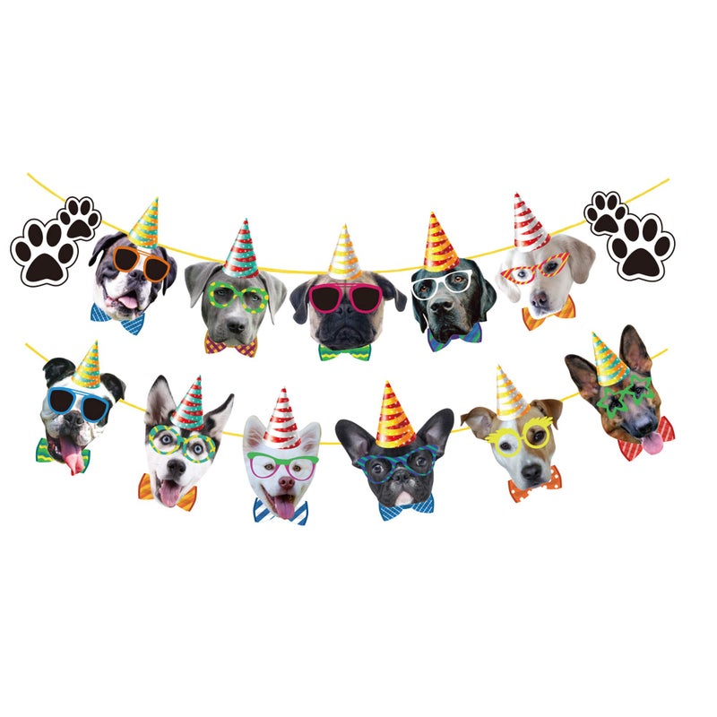 TSJ Dog Birthday Banner, Dog Theme Party Bunting Decoration Puppy Party Supplies for Birthday Party Baby Shower - Image 1